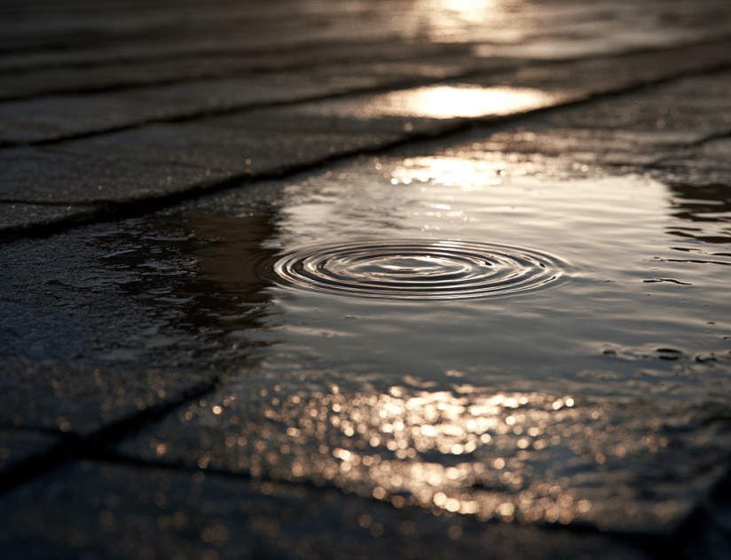 water pooling on roof
