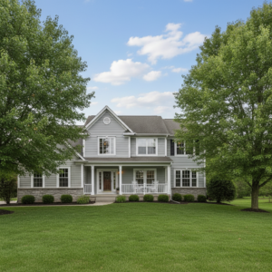 Well-maintained gray-sided two-story home in Nicholasville Kentucky